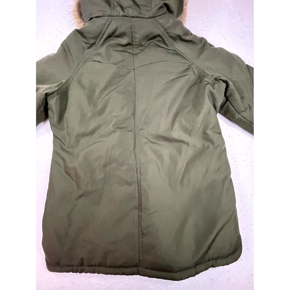 Old Navy Parka Coat Womens Small Olive Green Faux Fur Hooded Full Zip Insulated - Picture 3 of 12